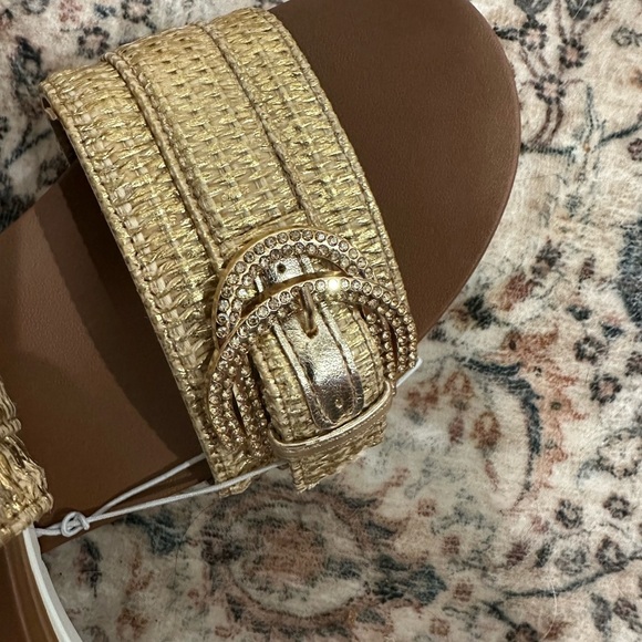 Andiamo Gold Woven Sandals - Picture 2 of 5